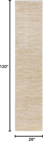 Nourison Home Nourison Essentials Ivory Gold 2'2" x 10' Area Rug - Easy Clean, Non Shedding, Bed Room, Living Room, Dining Room, Kitchen (10' Runner)