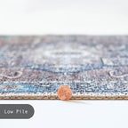 GLN Rugs Traditional Collection - Machine Washable Area Rug, Traditional Washable, Non Slip, Low Pile Chenille Rug, Living Room, Bedroom, Kitchen Rug (2' x 3' Brown/Blue)