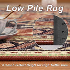 3x5 Orange Red Area Rug for Living Room, Machine Washable Rugs with Non-Slip Backing for Bedroom, Vintage Medallion Carpet Kitchen Laundry Kids Room Decor