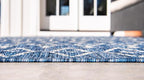 Unique Loom Outdoor Trellis Collection Area Rug - Tribal Trellis (10' Square, Blue/ Ivory)