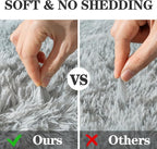 Soft Fluffy Area Rug for Bedroom, Grey Fuzzy Shaggy Oval Throw Rugs for Bedside, Non-Slip Cozy Plush Shag Carpet for Kids Room Nursery Dorm Living Room, 2.6 x 5.3 Feet