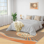 Boho Sun Area Rugs 5x8ft, Minimalist Line Living Room Carpet, Geometric Solar Decorative Carpet Protect Floor for Bedroom Men Office Hardwood Floors