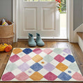 jinchan Macy Area Rug 2x3 Kids Entryway Washable Indoor Doormat Small Soft Non Slip Modern Rug Diamond Carpet for Nursery Room Bedroom Bathroom Berries on Cream