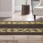 Antep Rugs Alfombras Modern Bordered 2pc Non-Skid (Non-Slip) Low Profile Pile Rubber Backing Indoor Kitchen Runner Rugs (Brown Beige, 2pc Set)