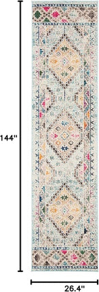SAFAVIEH Madison Collection Runner Rug - 2'2" x 12', Blue & Yellow, Boho Diamond Distressed Design, Non-Shedding & Easy Care, Ideal for High Traffic Areas in Living Room, Bedroom (MAD418K)