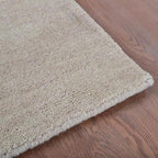 Hand Knotted Loom Wool ECO-Friendly Area Rugs - 6'7''x9'10'', Rectangle, Beige Color, Solid Plain Design, High Pile Thick Handmade Anti Skid Rugs for Living Room (L00111)