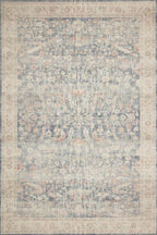 Loloi Hathaway Collection HTH-02 Denim/Multi 2'-6" x 7'-6", .25" Thick Runner Rug, Soft, Durable, Printed, Modern, Low Pile, Non-Shedding, Easy Clean, Living Room Rug