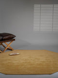 Hand Knotted Loom Wool ECO-Friendly Area Rugs - 10'x10', Octagon, Gold Color, Solid Plain Design, High Pile Thick Handmade Anti Skid Area Rugs for Living Room, Bed Room (L00111)