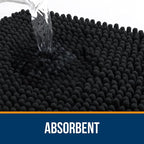OLANLY Toilet Rugs U-Shaped 24x20, Extra Soft Absorbent Chenille Contour Bathroom Rugs for Toilet, Dry Quickly, Machine Washable, Non-Slip Bath Mat, Black