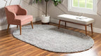 Unique Loom Davos Shag Collection Area Rug - Solid (5' 3" x 8' Oval, Sterling)