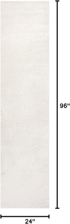 Eyely UES100T-28 Supersoft Haze Solid Low-Pile Indoor Runner Rug Casual;Contemporary;Solid;Traditional, Bedroom, Kitchen, Living Room, Easy-Cleaning, Non-Shedding, 2 X 8, Cream