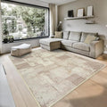 GLN Rugs Contemporary Collection - Machine Washable Area Rug, Contemporary Washable, Non Slip, Low Pile Chenille Rug, Living Room, Bedroom, Kitchen Rug (6' x 9' Abstract Tan)