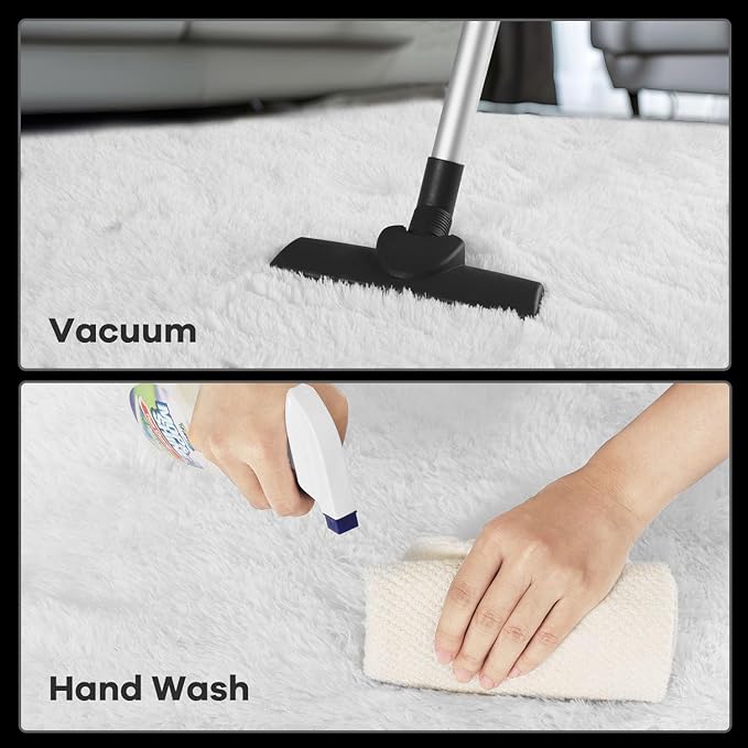 Zentavio White Area Rugs for Bedroom Soft Living Room Rugs 4x6 Fluffy Furry Shag Aesthetic Carpet Plush High Pile Floor Rug for Nursery Kids Room Dorm Home Decor