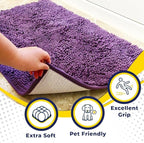 Muddy Mat® | Super Absorbent Door Mat Indoor, Microfiber Quick Dry Chenille Entryway Rug, Non-Slip Front Door Mat, Indoor Mats for Entryway, Machine Washable Pet Rug, Purple 48"x60"