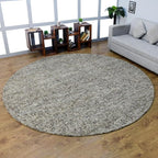 Hand Tufted Wool ECO-Friendly Area Rugs - 8'x8', Round Shape, Dark Brown & Beige, Solid Plain Design, High Pile Thick Handmade Area Rugs for Living Room, Bed Room (KWC111)