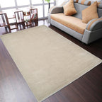Hand Knotted Loom Wool ECO-Friendly Area Rugs - 5'x8', Rectangle, Beige Color, Solid Plain Design, High Pile Handmade Anti Skid Area Rugs for Living Room, Bed Room (L00111)