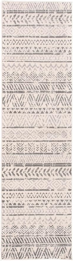 Rugshop Geometric Boho Perfect for high Traffic Areas of Your Living Room,Bedroom,Home Office,Kitchen Runner Rug 2'7" x 10' Gray