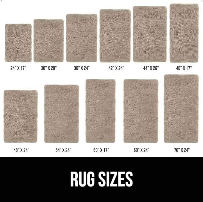 GORILLA GRIP Bath Rug Mat 30x20, Thick Soft Absorbent Chenille, Quick Dry Microfiber Mats, Rubber Backing Washable Shower Floor Rugs, US Designed Bathroom Bathmat Home Decor Accessories, Gray Beige