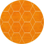 Unique Loom Trellis Frieze Collection Area Rug - Geometric (5' 1" Round, Orange/ Ivory)