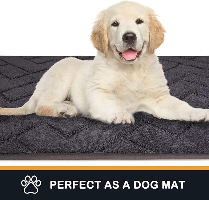 PURRUGS Dirt Trapping Door Mat 24" x 35.5", Non-Slip Machine Washable Entry Rug, Shoe Scraper, Dog Doormat, Super Absorbent Welcome Mat for Front & Back Door, Muddy Wet Shoes & Paws