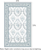 SOULFUL Medium Pile 3x5 Area Rug - Soft Underfoot Small Entryway Rug - Mist Blue Boho Floral - Washable Non-Slip - Perfect for Living Room Bedroom Foot Kids Room Reading Nook