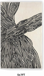 YIHOUSE 5×7Ft Area Rugs, Abstract Washable Rug, Modern Black and White Rug for Bedroom Living Room Dining Room Office Playroom Nursery, Nonslip Throw Non-Shedding Thin Contemporary Striped Rugs