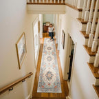 Area Rugs 2'x10' Washable Non-Slip, Floral Vintage Distress Print Pattern Medallion Carpet for Living Room Bedroom Dining Room, Beige Navy Blue Orange Colorful