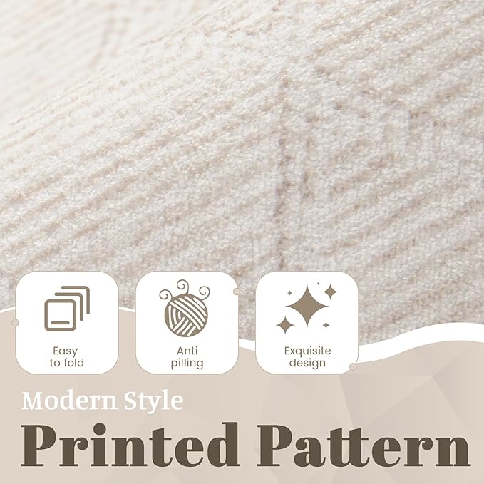 4x6 Geometric Rug: Washable Boho Moroccan Throw Rug Neutral Modern Farmhouse Indoor Soft Non Slip Ultra Thin Printed Pattern Rugs for Kitchen Bedroom (Beige, 4'x6')