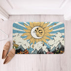 Erosebridal Sun and Moon Bathroom Rugs Boho Bohemian Hippie Bath Mat Moon Phase Print Non Slip Bath Rugs Geometric Striped Fluffy Plush Rugs 20x32 Sunflower Daisy Shower Carpet Retro Decor