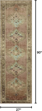 Loloi Magnolia Home by Joanna Gaines Sinclair Collection SIN-06 Clay/Tobacco 2'-3" x 7'-6", .25" Pile Height, Machine Washable, Runner Rug