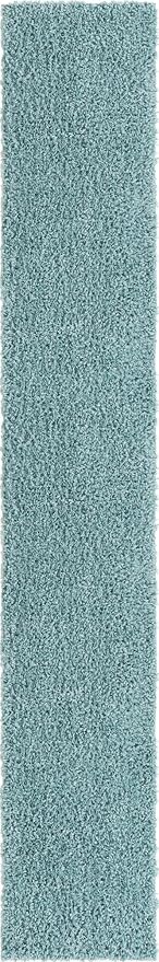 Unique Loom Davos Shag Collection Area Rug - Solid (2' 7" x 16' 5" Runner, Aqua)