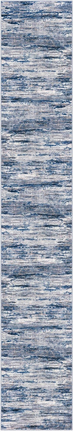 2x12 Modern Abstract Runner Rug for Hallways, Navy Blue Gray Neutral Multi Super Soft Hallway Decor Kitchen Rugs with Non-Slip, Non-Shedding Washable Rug for Entryway Bedroom Indoor
