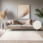 Paco Home Modern Area Rug with Carved Geometric Pattern in Cream Ivory, Size: 6'7" x 9'6"