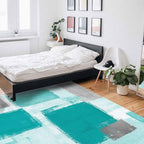 Teal Green Rectangular Area Rugs for Living Room Bedroom 4 x 6 ft Abstract Paint Texture Modern Art Non-Shedding Soft Low Pile Rug Non Slip Washable Rug for Nursery Entryway Playroom