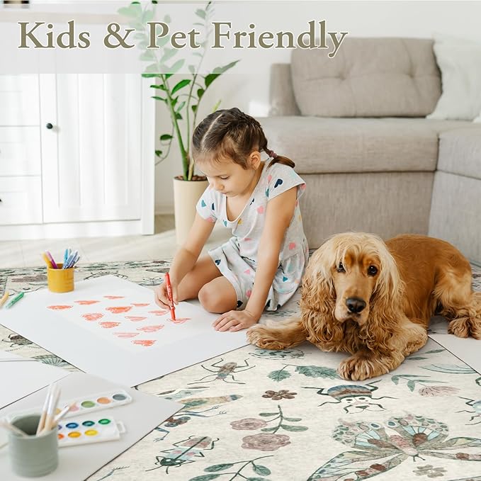 Lahome Insect Washable Runner Rug, 2'6''x8' Soft Hallway Rug Non Slip, Ultra-Thin Kitchen Runners for Hallways with Rubber Backing Carpet for Laundry Bedroom Bathroom(Beige)