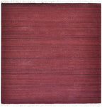 Rugsotic Carpets Hand Woven Flat Weave Kilim Wool ECO-Friendly Area Rugs - 10'x10', Square Shape, Dark Red Color, Solid Plain Design, Low Pile Handmade Rugs for Living Room, Bed Room (D00111)