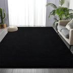 Area Rugs for Living Room Bedroom, 4 x 6 Ft Non-Slip Modern Area Rug, Soft Thickened Memory Foam Rug, Comfy Minimalist Indoor Carpet for Boys Girls Room Nursery Dorm Home Decor, Black