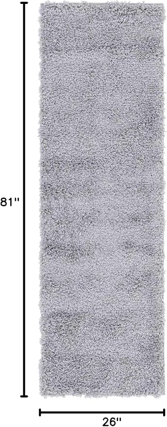 Unique Loom Davos Shag Collection Area Rug - Solid (2' 2" x 6' 9" Runner, Sterling)