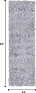 Unique Loom Davos Shag Collection Area Rug - Solid (2' 2" x 6' 9" Runner, Sterling)