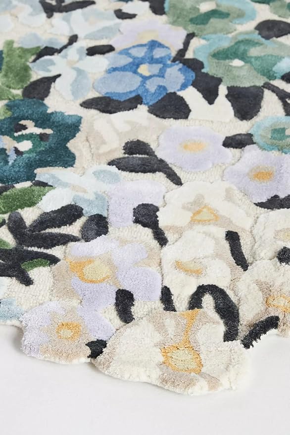 Cassia Wool Viscose Area Rug – 5’ x 7' – Handmade Wool Area Rugs –Blue – Rugs for Living Room, Bedroom – Anti-Skid – Carpets with Non-Slip Natural Backing with 100% Cotton