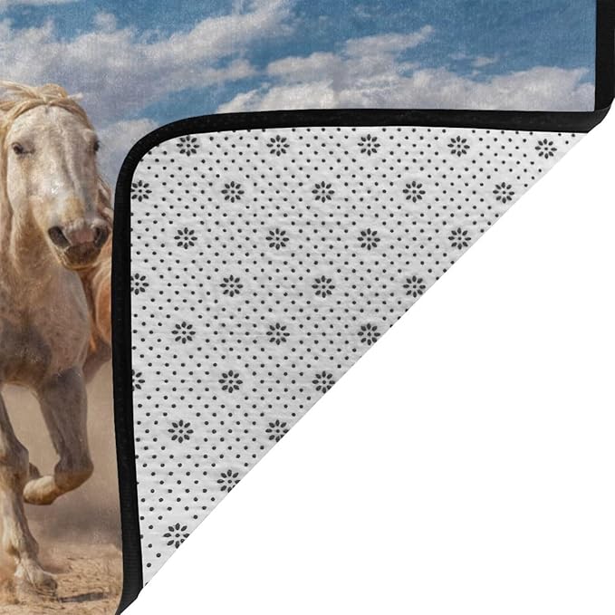 Running Horse Area Rug Washable Outdoor Rugs Anti-Slip Soft Carpet Entryway Indoor Door Mat for Bedroom,Living Room,Porch,Terrace and Entrance Decor 2'x 1'