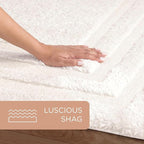 Town & Country Everyday Cloud Shag Plush Border Area Rug with High-Low Pile, Ivory, 6'6"x9'6"