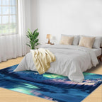 6x8 Snowy Mountains Classroom Rugs - Aurora Borealis Playroom Rug, Polar Landscape Carpet Area Rug for Girls Bedroom Kids Room Basement Office Classroom