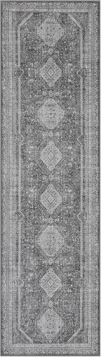 GENIMO Runner Rug 2x10 Non Slip Machine Washable Hallway Runner Rug, Low Pile Lightweight Rugs for Entryway, Hallway, Kitchen and Corridor, Vintage Grey
