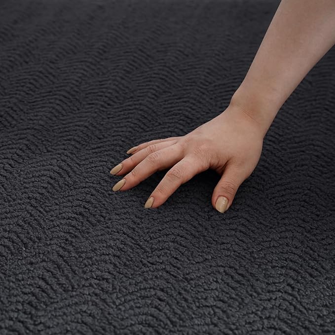 Faux Cashmere Area Rug - 5x7 Modern Low Pile Non-Slip Carpet for Living Room Bedroom, Dark Gray