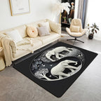 Elephant Large Area Rug 5x7 Bohemian Style Living Room Rug | Antique Decor Yin and Yang Rugs for Bedroom, Western Animals Carpet Indoor Floor Mat,Black Grey Beige