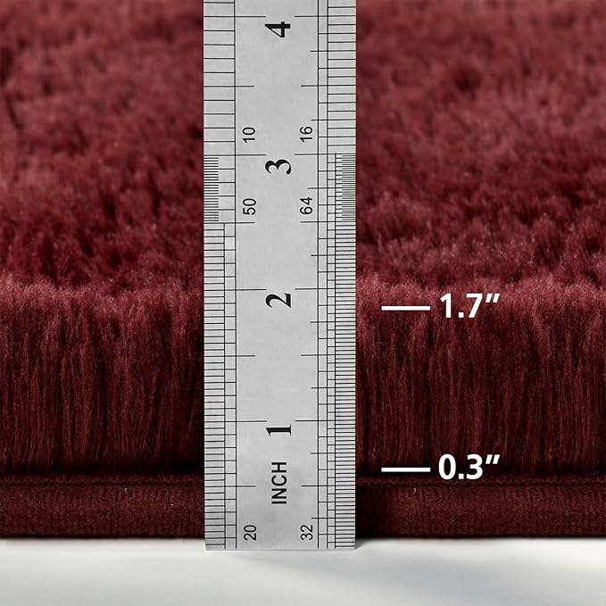 Large Shag Area Rugs 8 x 10, Plush Fuzzy Rugs for Living Room, Ultra Soft Fluffy Furry Rug for Bedroom, Indoor Carpet Nursery Rugs for Kids Room Home Decor, Burgundy