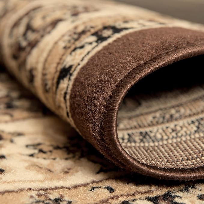 Unique Loom Sialk Hill Collection Area Rug - Washington (4' 1" Round Brown/Black)