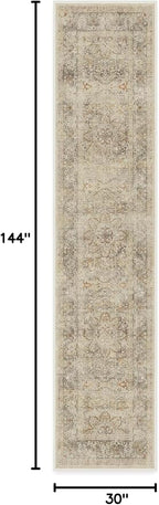 RUGGABLE Washable Vintage Runner Rug – Sarrah Hazel 2.5x12, Stain-Resistant, Non-Slip Hallway Runner – Machine Washable Rug for Hallway, Entryway, Living Room & Kitchen – with Standard Pad