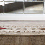 Antep Rugs Alfombras Modern Bordered 3x5 Non-Skid (Non-Slip) Low Profile Pile Rubber Backing Indoor Area Rugs (Beige, 3' x 5')